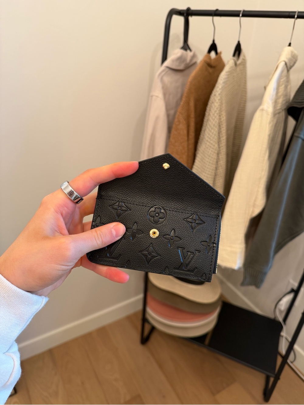 Black Monogram Card Holder Key Pouch - Picture 4 of 4